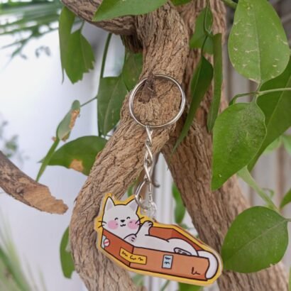 White Cat Keychain