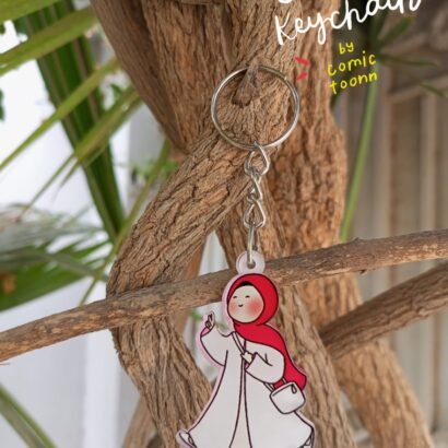 Offwhite White & Red Abaya Keychain